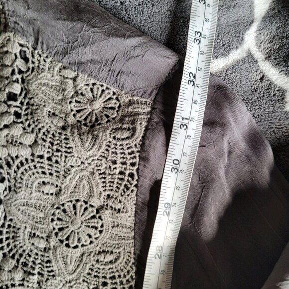Johnny Was Rayon Pewter Embroidered Lace Eyelet Kimono Boho Tunic Top Sz Small - Picture 3 of 8